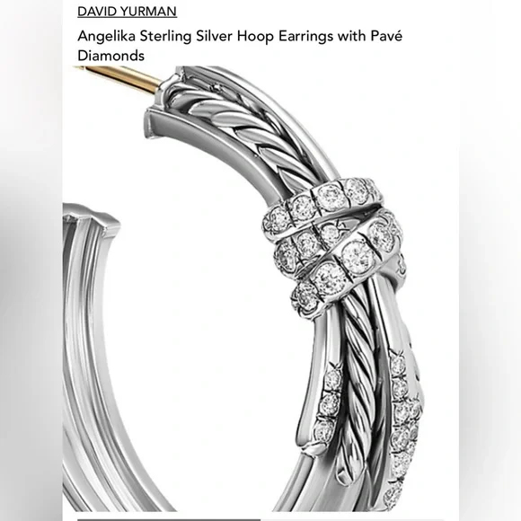 David Yurman Angelika Sterling Silver Hoop Earrings with Pavé - Picture 13 of 13